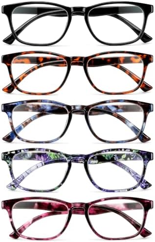 0.5 5 Packs Reading Glasses for Women Blue Light Blocking, Rectangular Computer Eyewear