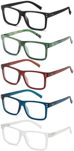 1.5 Oversized 5 pack Reading Glasses Square Large Frame Readers for Men
