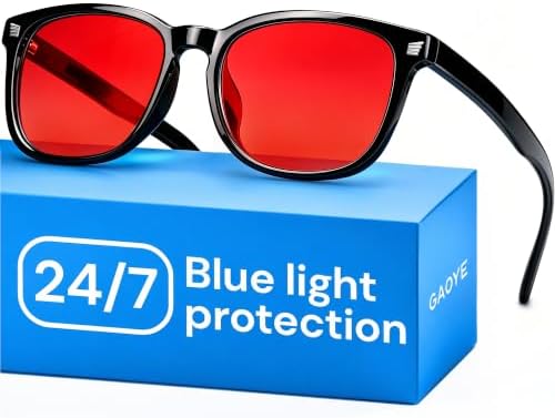 Blue Light Gaming & Computer Glasses - Red Lenses | Blue Light Blocking, Anti UV Ray Lenses, Scratch-Resistant, Comfort Fit